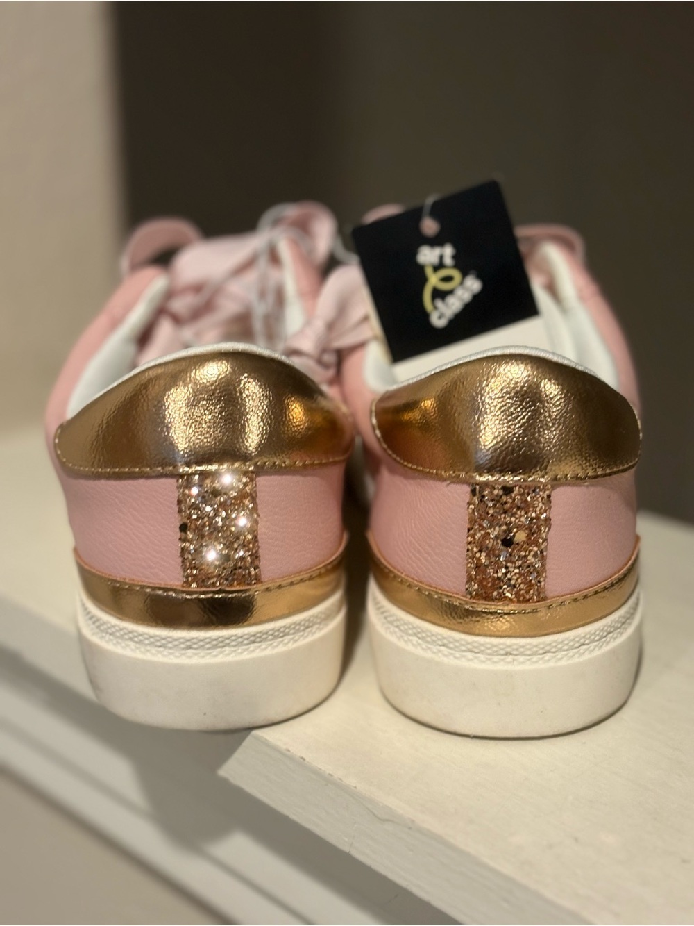 NEW art class Girls' Kaitlyn Court Sneakers Shoes Pink Glitter Stars Youth Sz 4Y - Picture 4 of 6